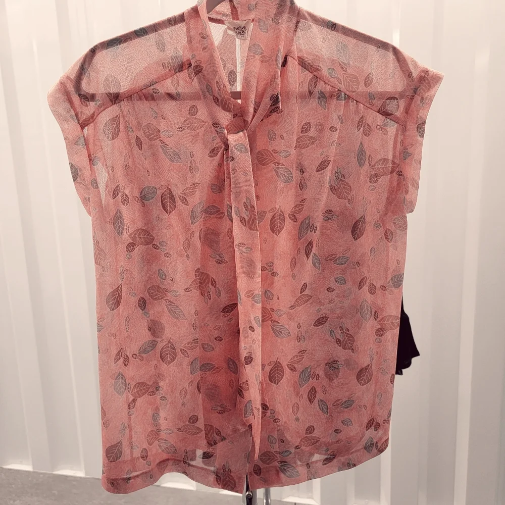 Vintage 70s Sheer Top Blouse NIKKI Leaves - Picture 1 of 3